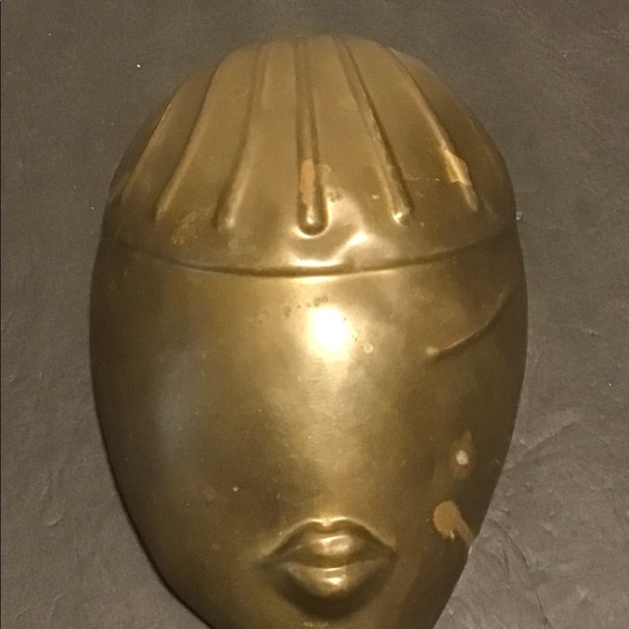 Rare Handmade Copper African Tribal Mask - Picture 2 of 5
